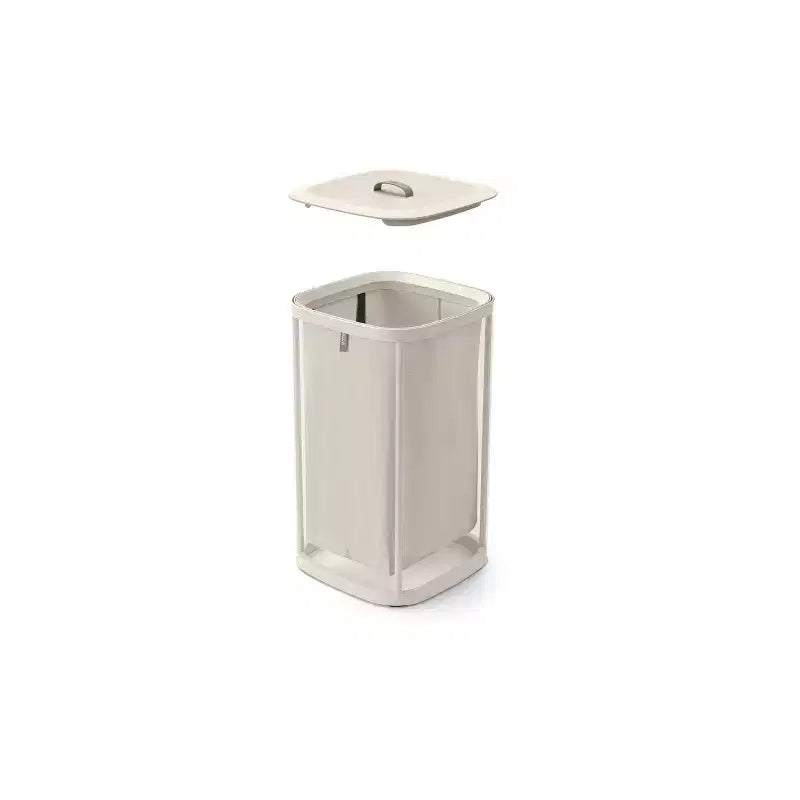 Cesto portabiancheria da 60 litri con borsa a tracolla rimovibile e coperchio, Beige