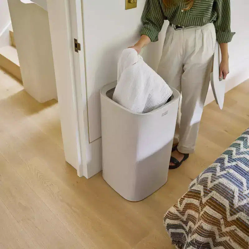 Cesto portabiancheria da 60 litri con borsa a tracolla rimovibile e coperchio, Beige