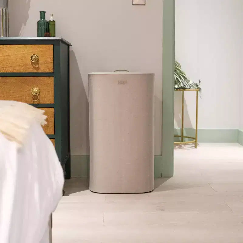 Cesto portabiancheria da 60 litri con borsa a tracolla rimovibile e coperchio, Beige