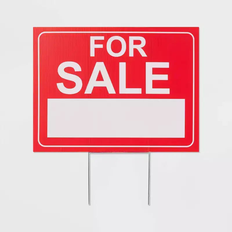 For Sale Sign - up&up™: Plastic, 12"x16", Red, Utility Shelf Parts, No Assembly Required