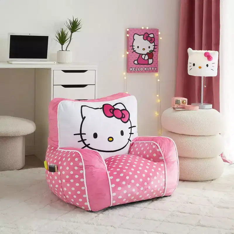 Sedia in peluche per bambini in schiuma compressa, rosa