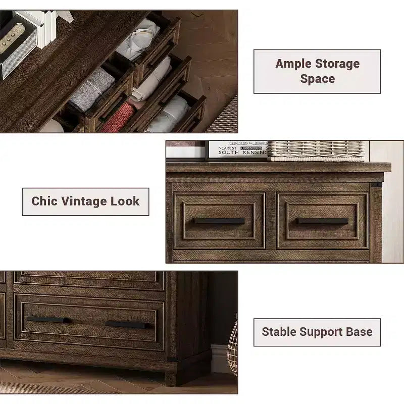 55 Mobile Contenitore a 8 Cassetti, Credenza Retrò, Mobile Contenitore Multicassetti, Mobile in Legno Stile Retrò