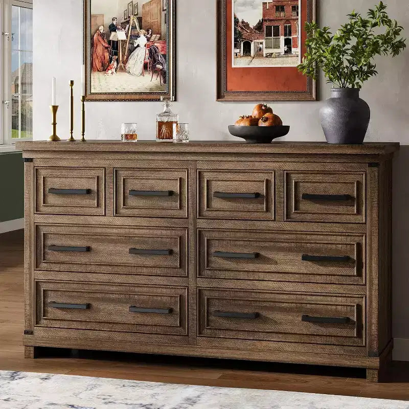 55 Mobile Contenitore a 8 Cassetti, Credenza Retrò, Mobile Contenitore Multicassetti, Mobile in Legno Stile Retrò