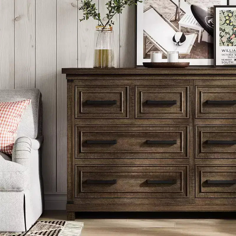 55 Mobile Contenitore a 8 Cassetti, Credenza Retrò, Mobile Contenitore Multicassetti, Mobile in Legno Stile Retrò