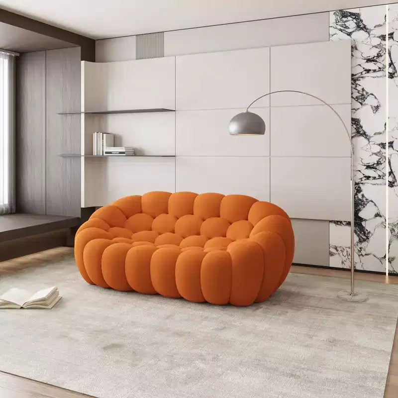 Divanetto "Bubble" da 75 pollici con design a nido d'ape, tessuto a rete 3D per spazi moderni, arancione