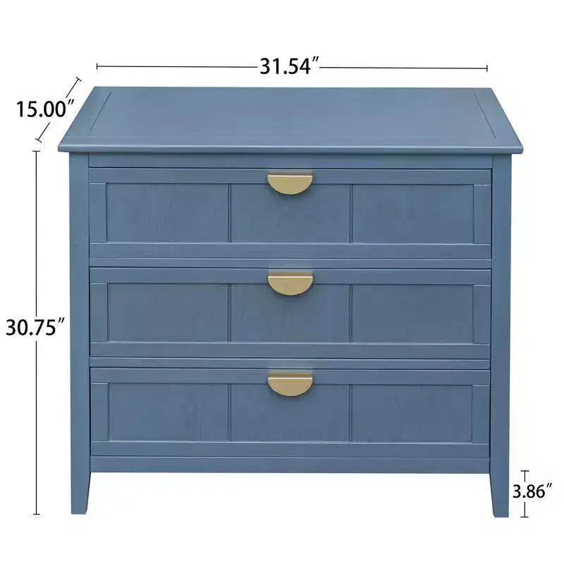 Mobile Contenitore in Legno da 31,5" con 3 Cassetti, Finitura Grana Rovere