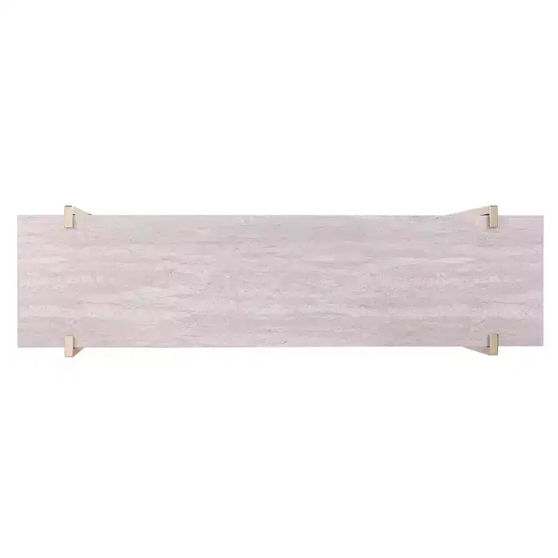 Consolle effetto marmo con ripiano portaoggetti, ottone e bianco