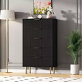 47.9 Bedroom Dresser, 5 Drawer Dresser, Wooden Tall Dresser with Metal Handles, Compact Storage Cabinet, for Closet, Living Room, Entryway, Black