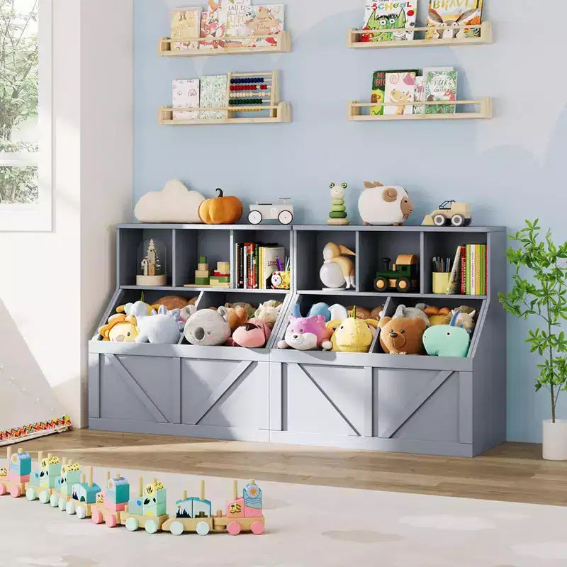 Libreria per bambini e contenitore porta giochi per sala giochi, cameretta, asilo nido e scuola materna