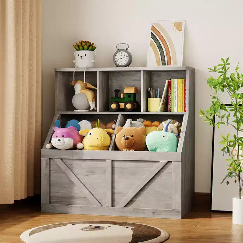 Kids Bookshelf & Toy Storage Organizer for Playroom, Bedroom, Nursery & Daycare