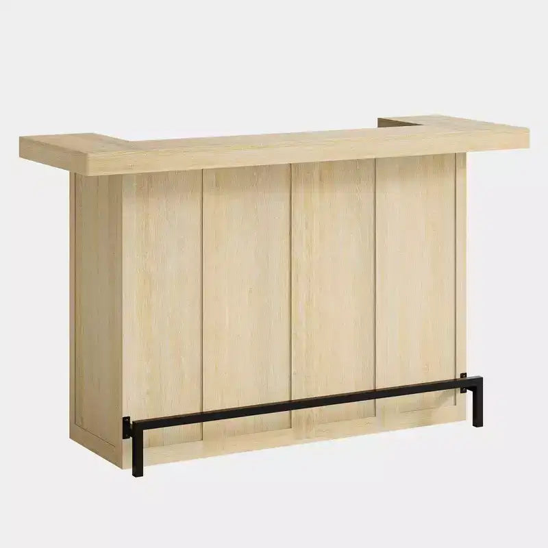 Lantine 70.9-Inch Modern 4-Tier Bar Table Home Bar Cabinet with Glass Holder and Black Footrest