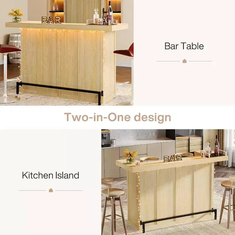 Tavolo Bar Moderno a 4 Livelli da 180 cm con Portabicchieri e Poggiapiedi Nero