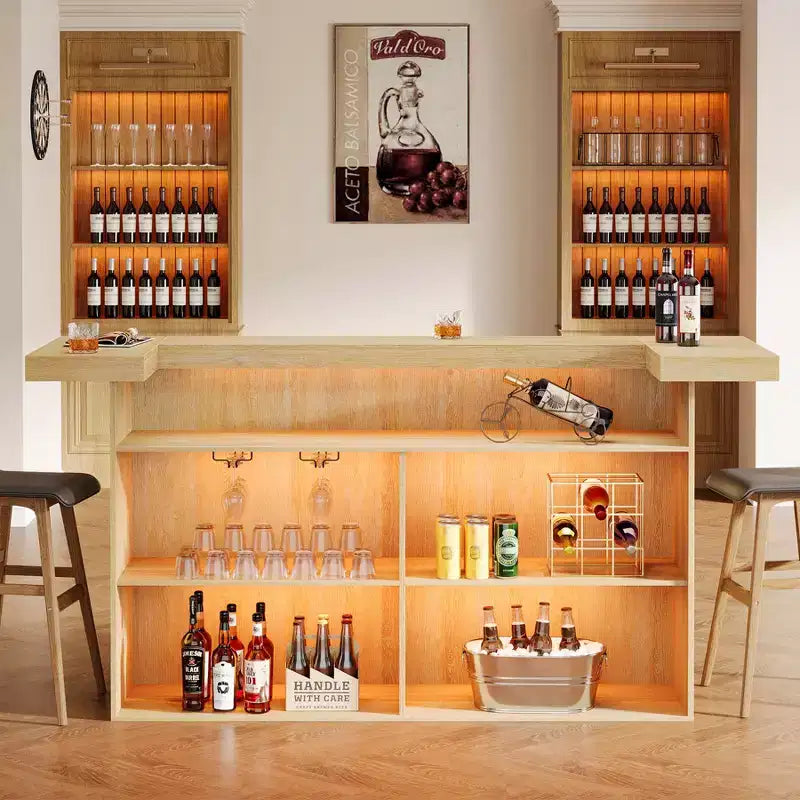 Tavolo Bar Moderno a 4 Livelli da 180 cm con Portabicchieri e Poggiapiedi Nero