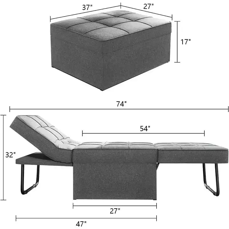 Divano Letto Rivestito in Lino