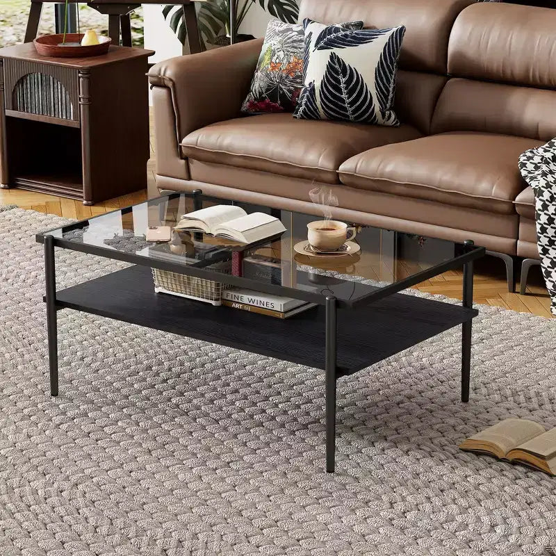 Tavolino Rettangolare con Piano in Vetro Temperato Grigio e Gambe Bianche, Tavolo Moderno per Soggiorno