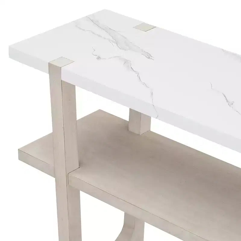 Consolle in MDF con piano effetto marmo e ripiano aperto 54" x 30"