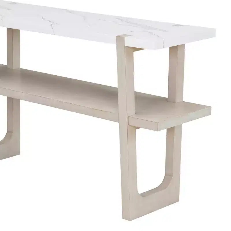 Consolle in MDF con piano effetto marmo e ripiano aperto 54" x 30"