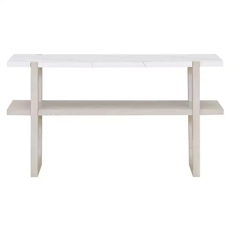 Consolle in MDF con piano effetto marmo e ripiano aperto 54" x 30"