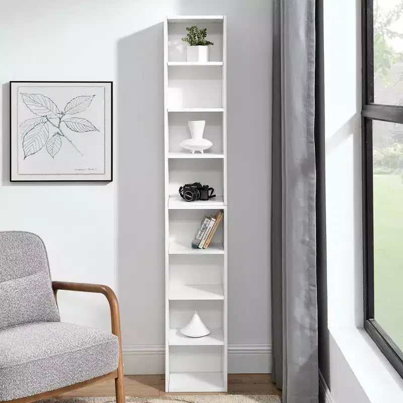 Libreria alta e stretta a 7 ripiani in MDF 29,5 x 180 cm