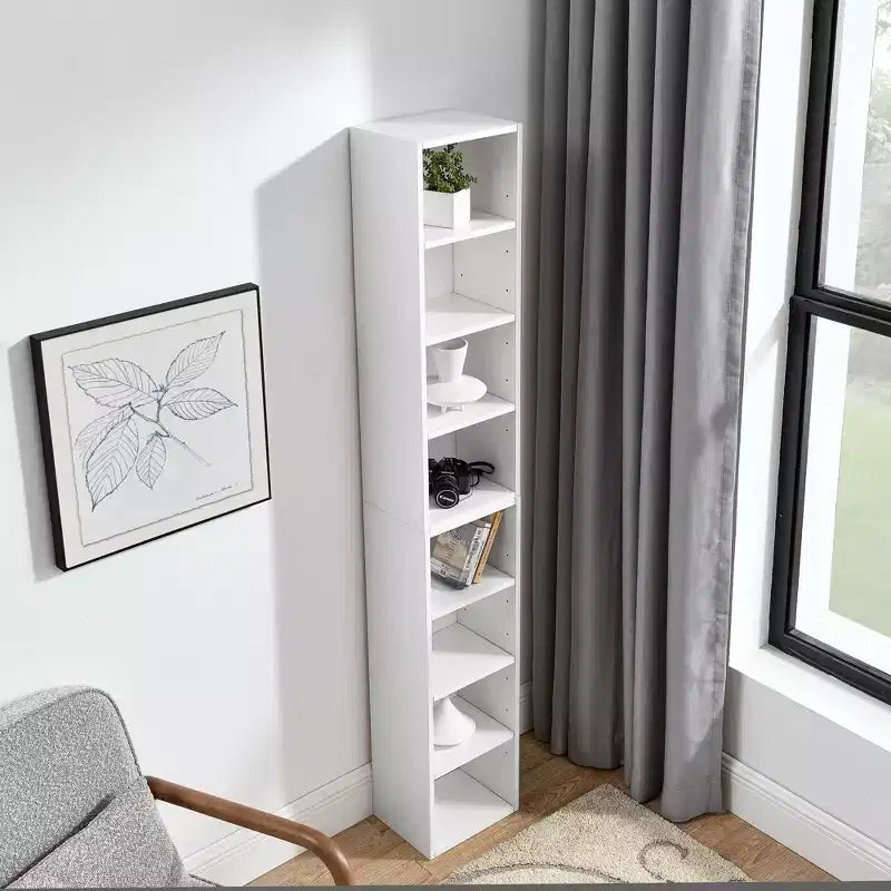 Libreria alta e stretta a 7 ripiani in MDF 29,5 x 180 cm