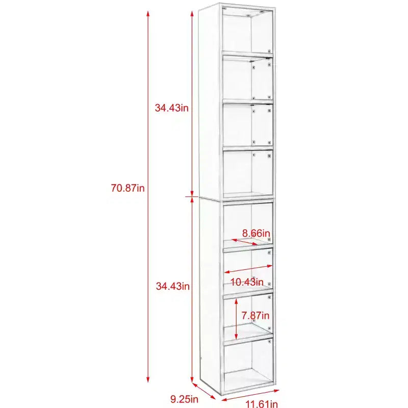 MDF 7-Tier Tall Narrow Bookcase 11.61'' x 70.87''