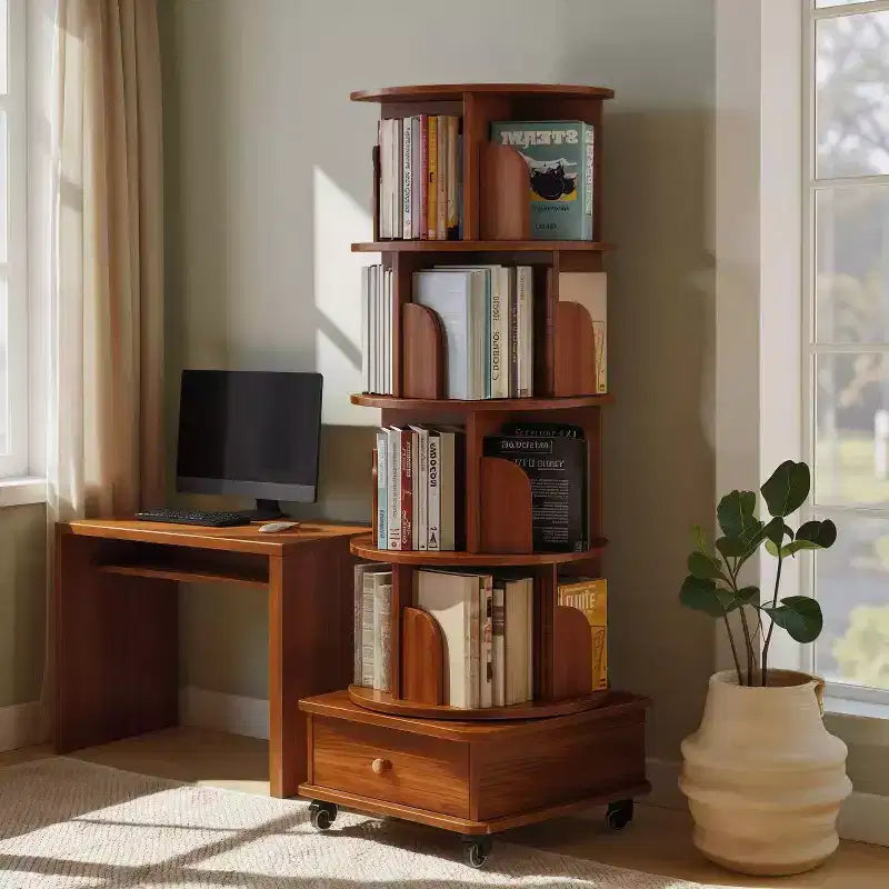 MDF 5-Tier Corner Bookshelf with Drawer 18.11'' x 57''