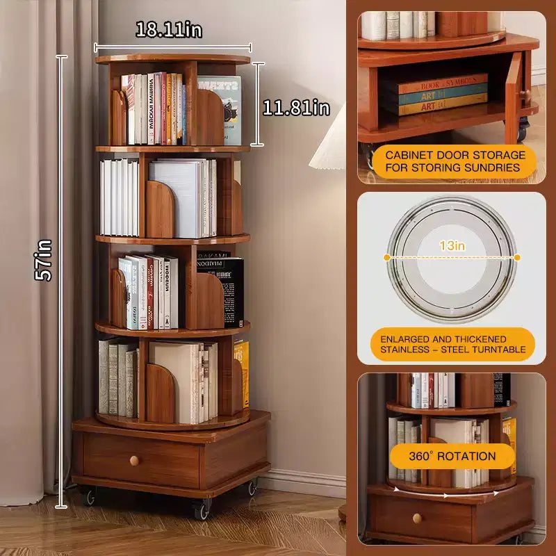 MDF 5-Tier Corner Bookshelf with Drawer 18.11'' x 57''
