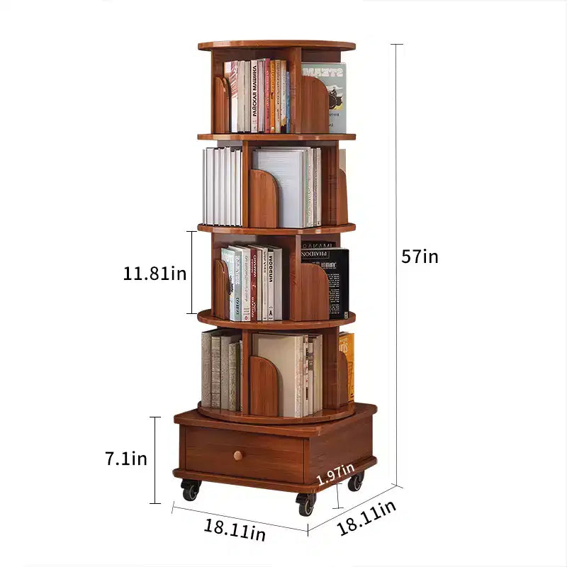 MDF 5-Tier Corner Bookshelf with Drawer 18.11'' x 57''