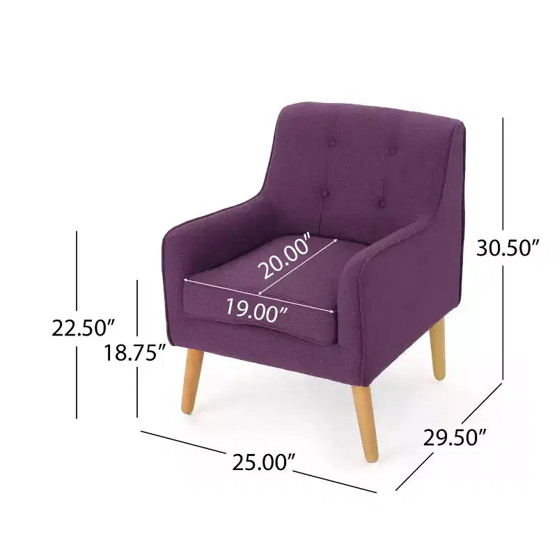 Hardwood Plywood Polyester Tufted Accent Chair 25'' x 30.5''