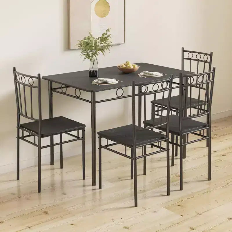 Set da pranzo 5 pezzi in acciaio e legno massello 43,3'' x 34,3''