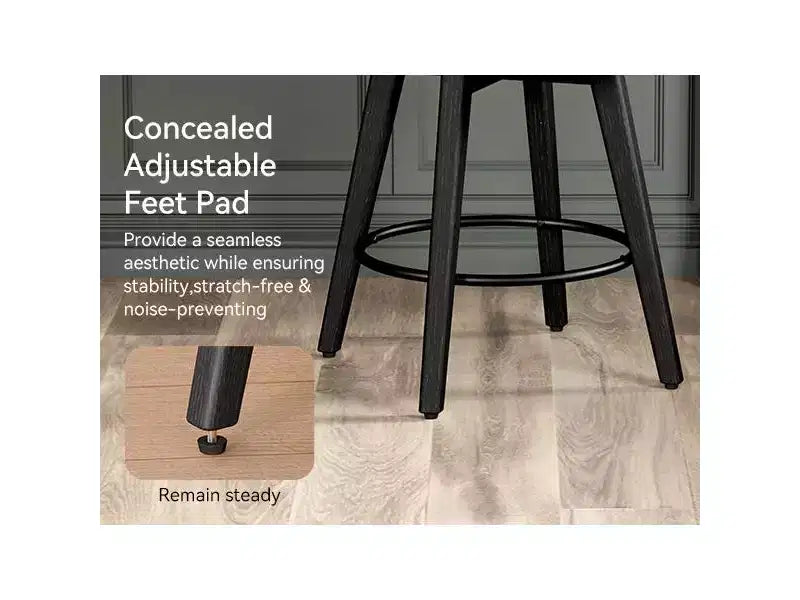 Metal Wood Upholstered Swivel Counter Stool Set of 2 17.5'' x 26-37''