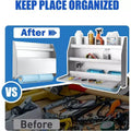 Garage Storage Cabinets, Wall Mounted Steel Cabinets with Work Station - Adjustable Shelves, Small Storage Rack