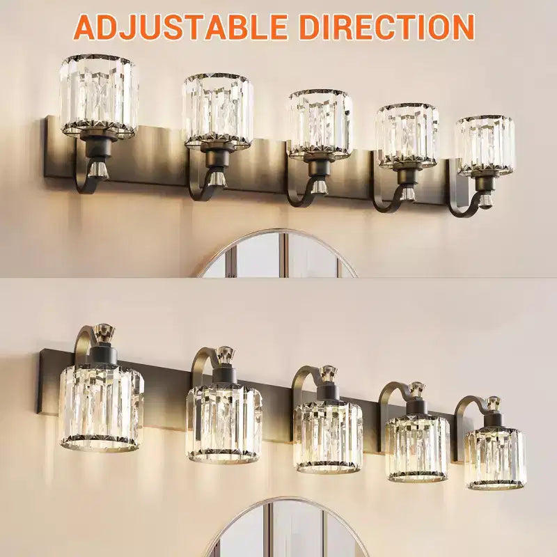 Metal Black Vanity Light Fixture with Round Glass Shades