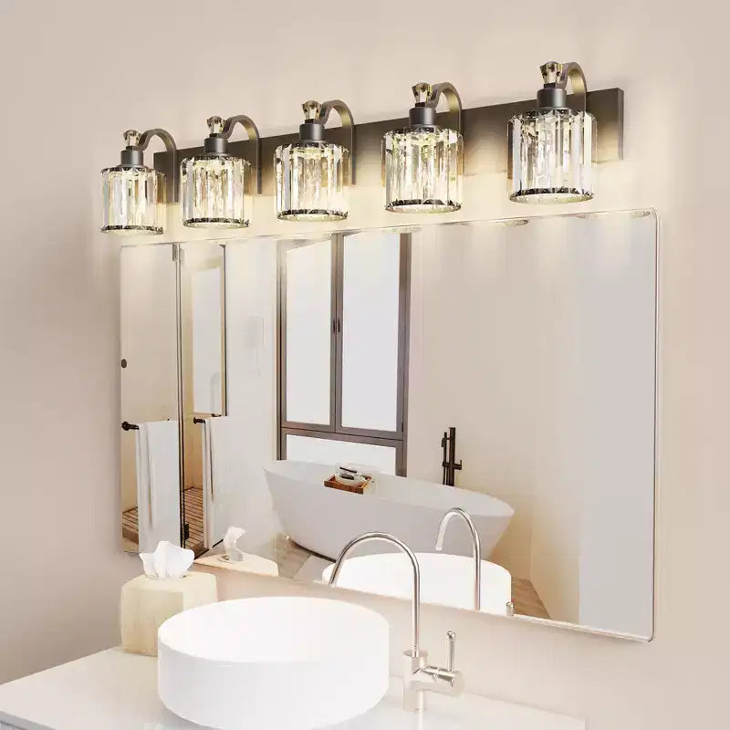 Metal Black Vanity Light Fixture with Round Glass Shades