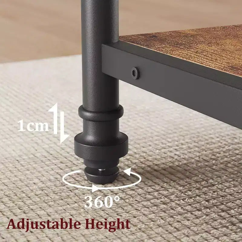 Metal Wood Round Dining Table with Storage Shelves 47.2'' x 30.3''