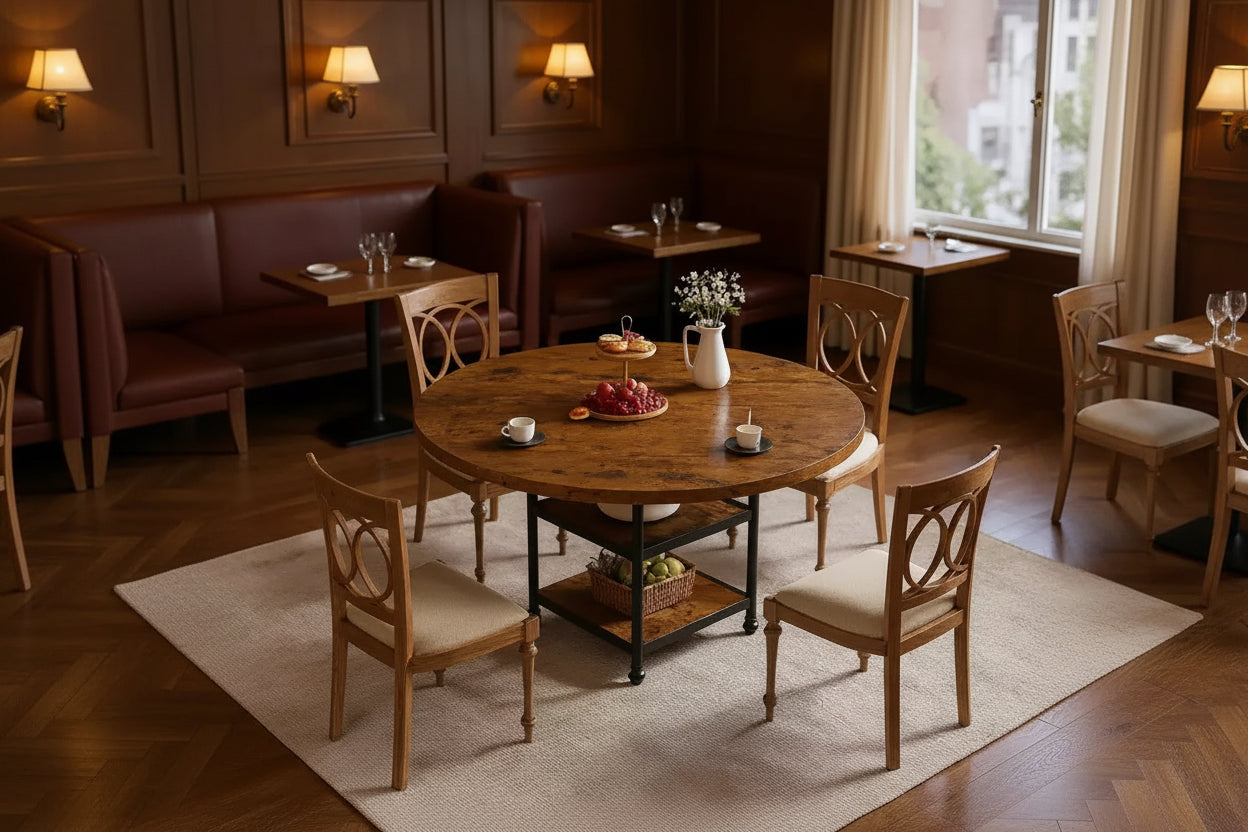 GustoWave 47.2 Inch Round Dining Table for 4 People