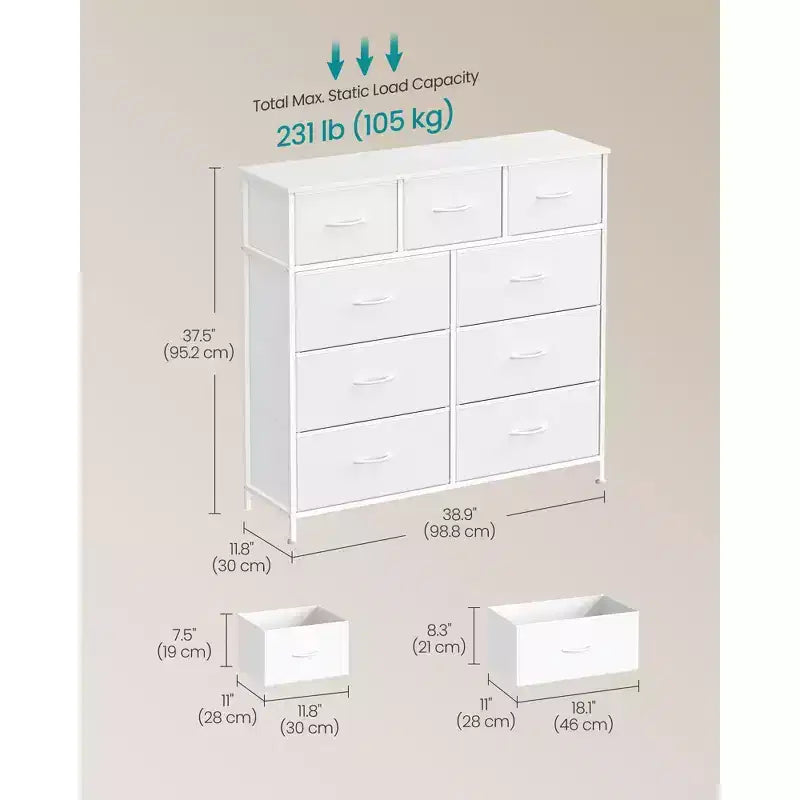 Steel Non-Woven Fabric 9-Drawer Storage Dresser