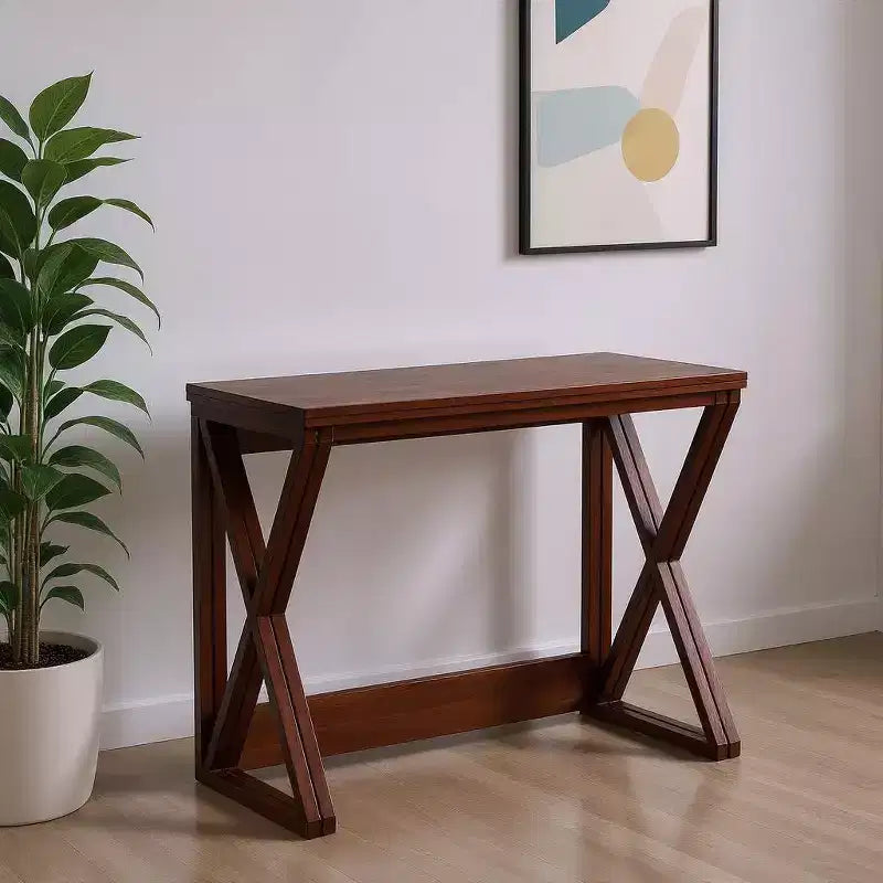 Tavolo consolle in legno massello con struttura ad A 46,25'' x 37''