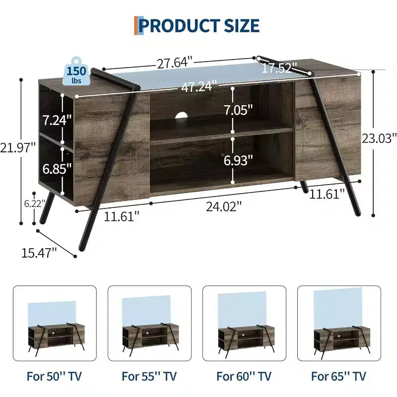 Mobile TV in Legno Composito con Gambe a U in Metallo per TV da 55''