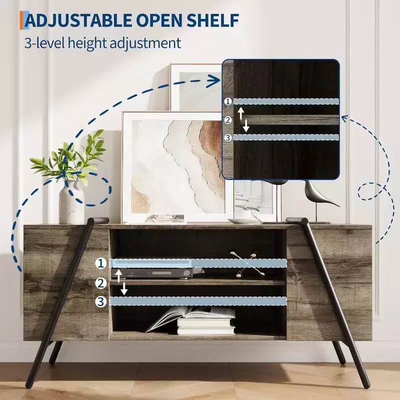 Mobile TV in Legno Composito con Gambe a U in Metallo per TV da 55''