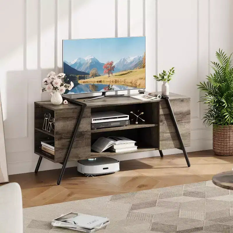 Mobile TV in Legno Composito con Gambe a U in Metallo per TV da 55''
