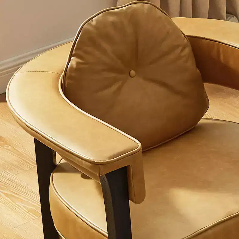 Poltrona in pelle con braccioli in legno di frassino 35,43'' x 33,46''