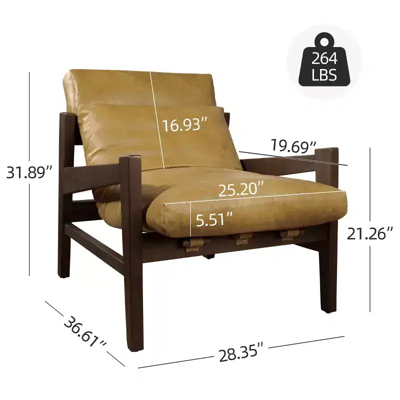 Poltrona Lounge in Pelle e Legno di Frassino 72 x 81 cm