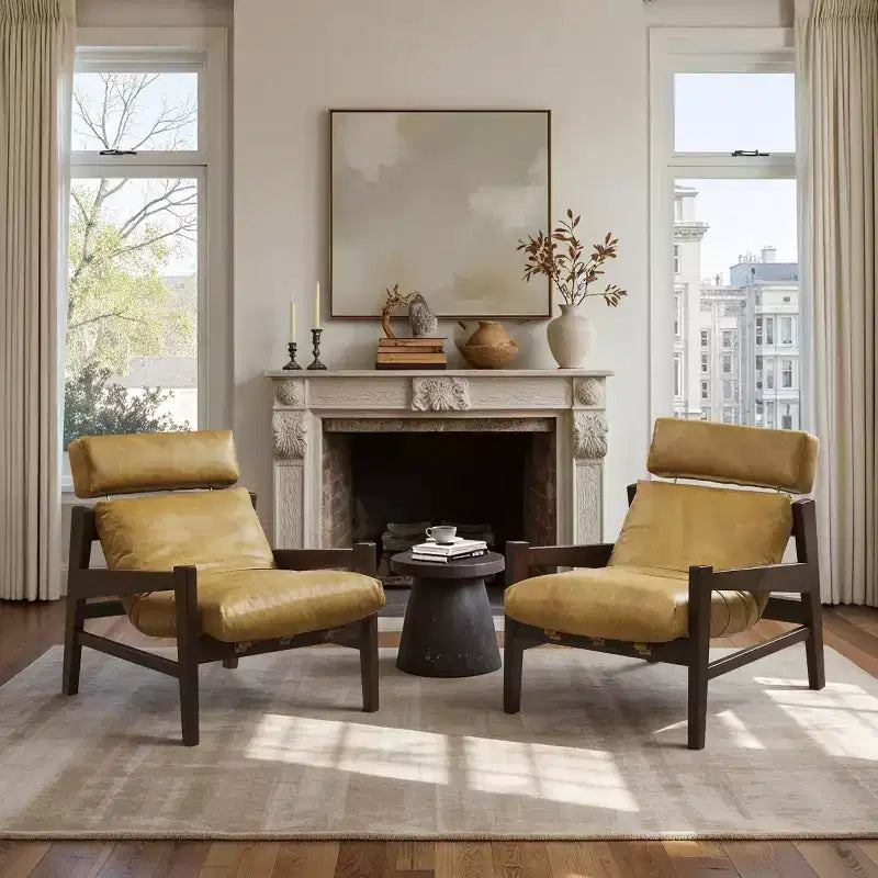 Poltrona Lounge in Pelle e Legno di Frassino 72 x 81 cm