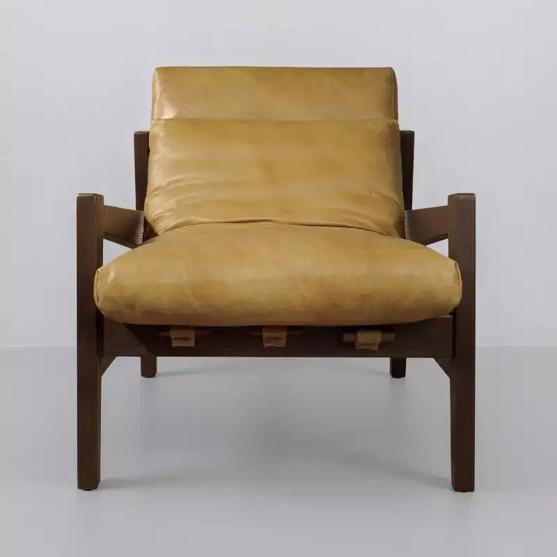 Ash Wood Leather Lounge Chair 28.35'' x 31.89''