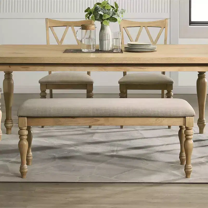 Panca da pranzo in legno massello di gomma imbottita in poliestere 119 cm x 49 cm