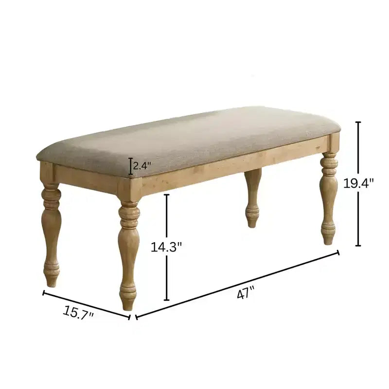 Panca da pranzo in legno massello di gomma imbottita in poliestere 119 cm x 49 cm