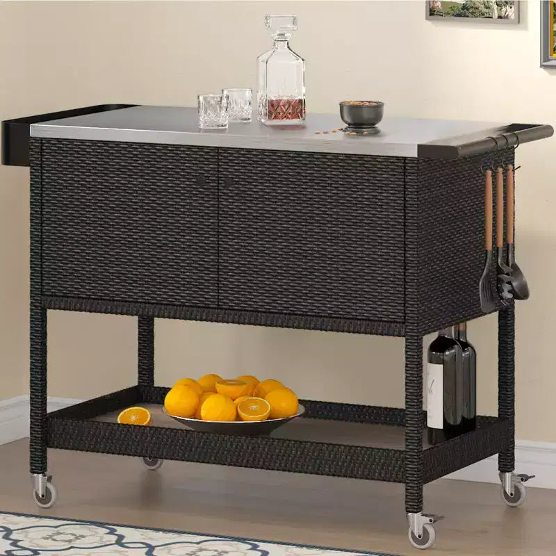 Steel Outdoor Rolling Bar Cart 47.24'' x 35.43''