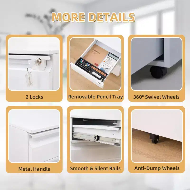 Cassettiera Archivio in Acciaio a 3 Cassetti 37 x 60 cm