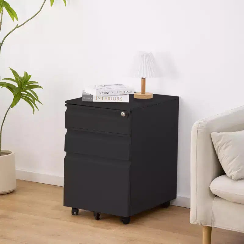 Steel 3-Drawer Rolling File Cabinet 14.57'' x 23.62''